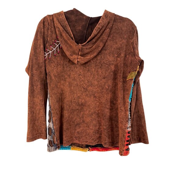 Rising International Womens Multicolor Embroidered Zip-Up Hoodie Size L Cotton N - Picture 4 of 5